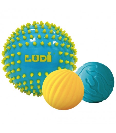 LUDI 3 BALLES SENSORIELLES BLEU