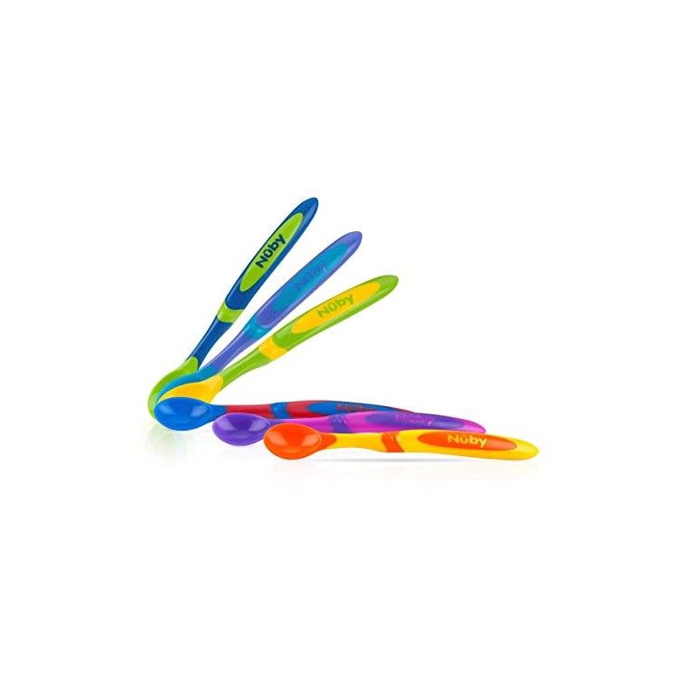 NUBY LOT DE 4 CUILLERES A MANCHE LONG 6M+