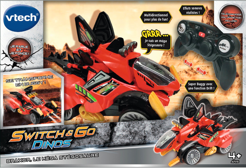 VTECH SWITCH &amp; GO DINOS BRAXOR, LE MEGA STEGOSAURE