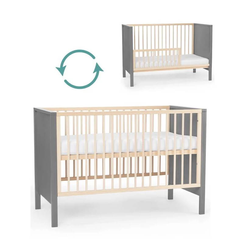 KINDERKRAFT LIT EN BOIS GUARDRAIL GRIS