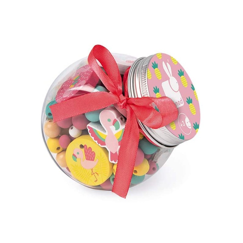 JANOD PERLES EN BOIS 220 PIECES ROSE