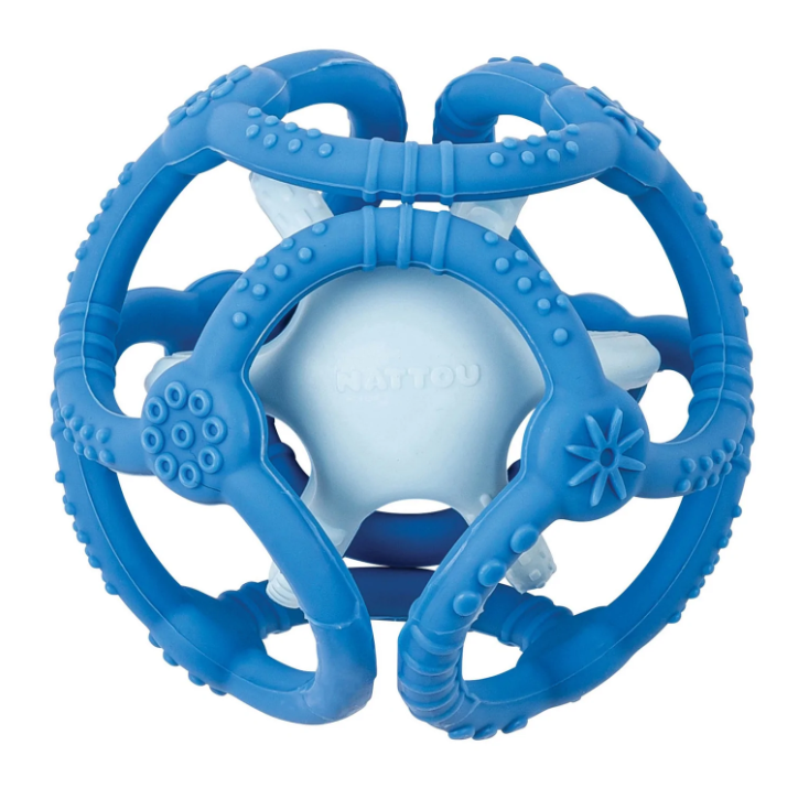 NATTOU 2 BALLS EN SILICONE  BLEU