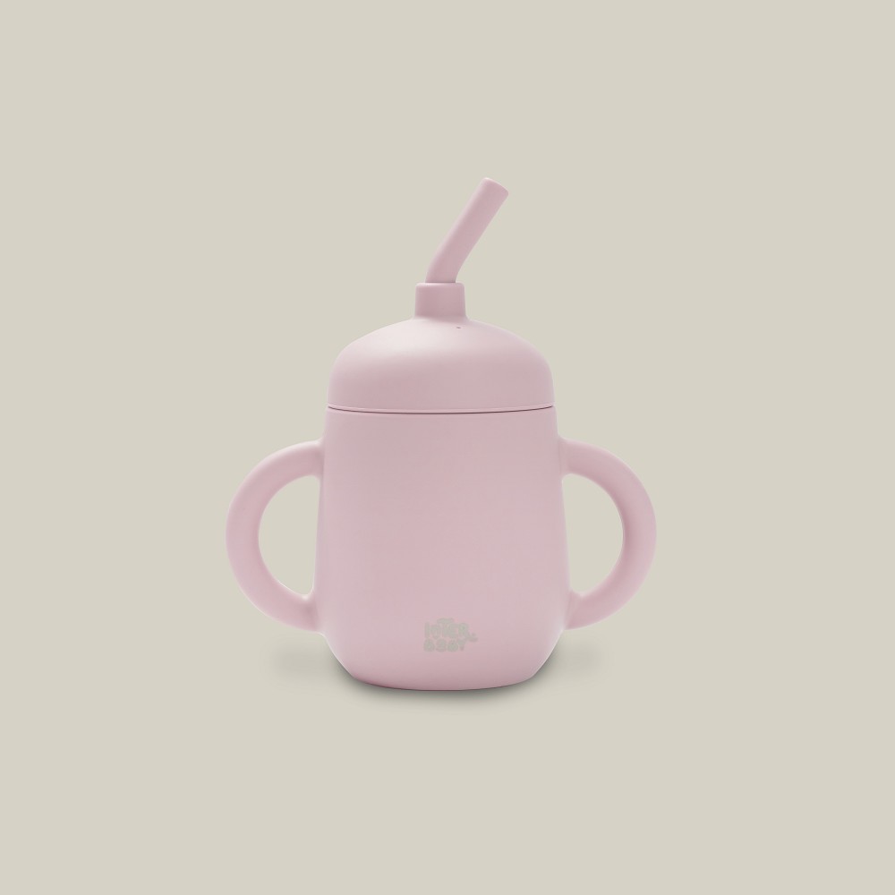 INTERBABY TASSE AVEC PAILLE EN SILICONE ROSE