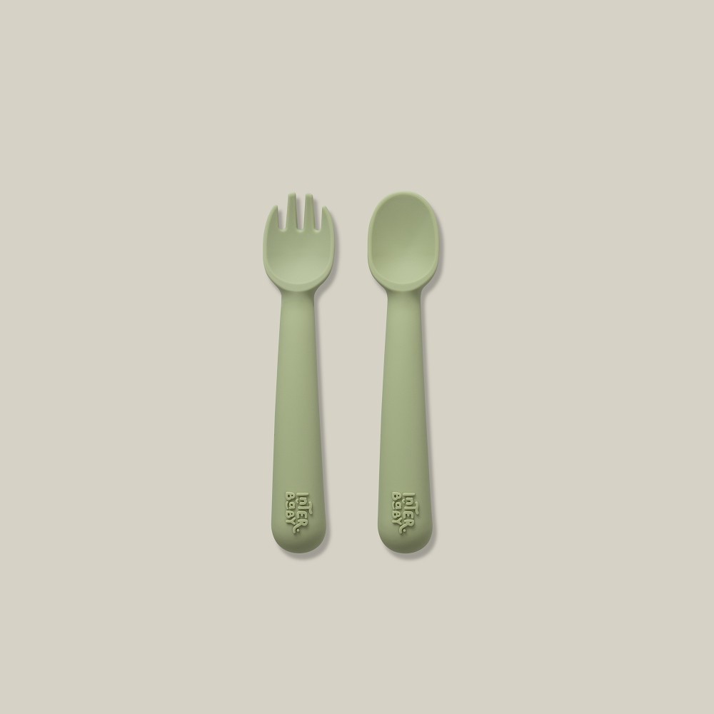 INTERBABY CUILLÈRE + FOURCHETTE EN SIL VERT