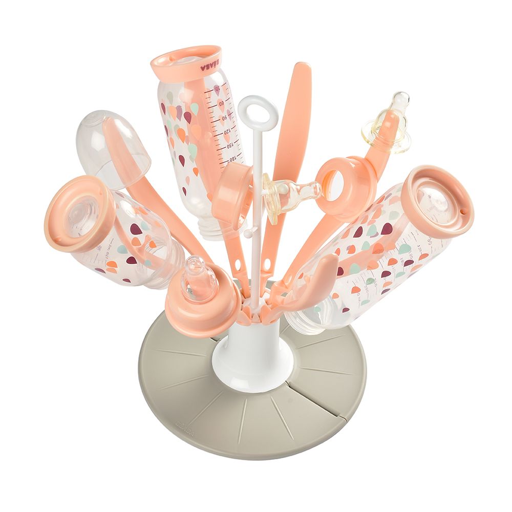 BEABA EGOUTTOIRE BIBERONS FLOWER PLIABLE ROSE