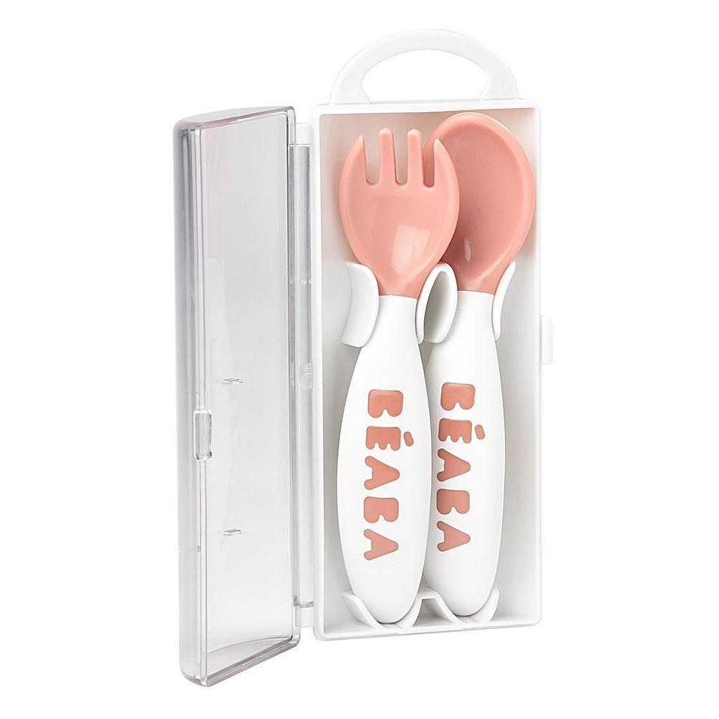 BEABA LOT DE 2 COUVERTS ERGONOMIQUES 8M+ ROSE