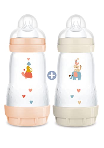 MAM PACK 2 BIBERONS EN PLASTIQUE 260 ML ANTI-COLIQUE 2M+ FILLE