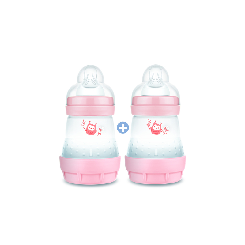 MAM PACK 2 BIBERONS EN PLASTIQUE 160ML ANTI-COLIQUE 0M+ ROSE
