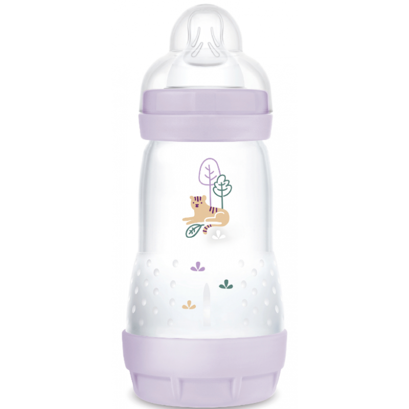 MAM BIBERON EN PLASTIQUE 260 ML ANTI-COLIQUE 2M+ LILAS
