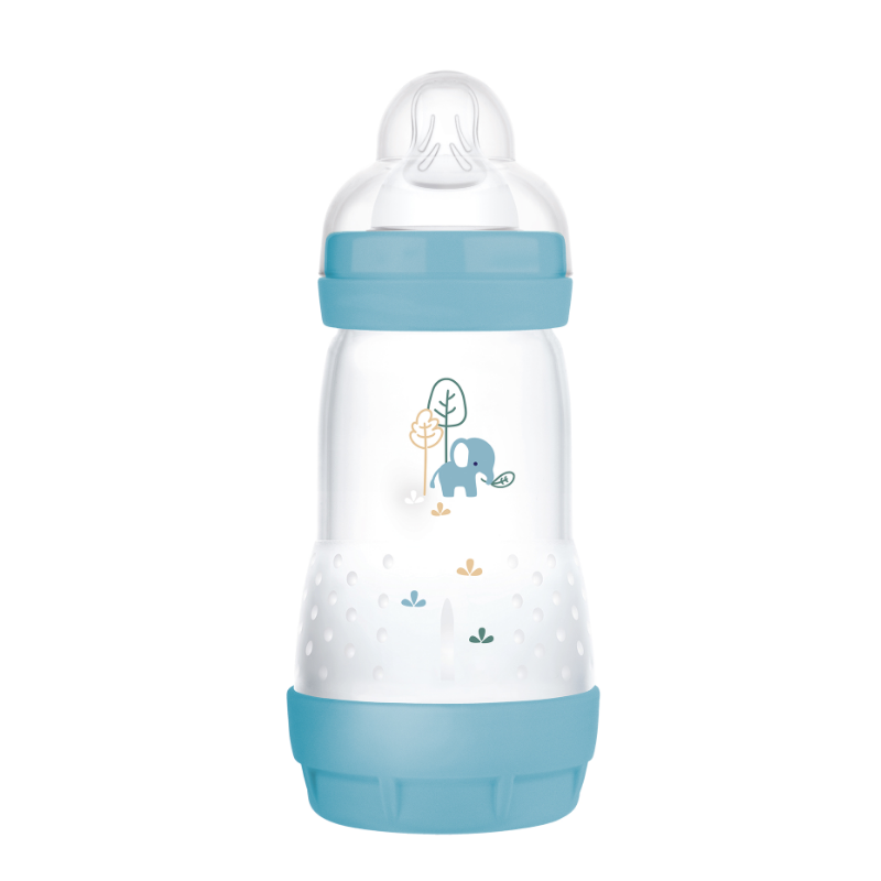 MAM BIBERON EN PLASTIQUE 260 ML ANTI-COLIQUE 2M+ BLEU