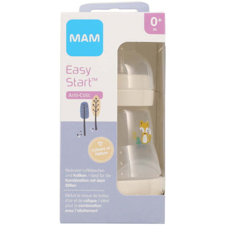 MAM BIBERON EN PLASTIQUE 160ML ANTI-COLIQUE 0M+ BIEGE