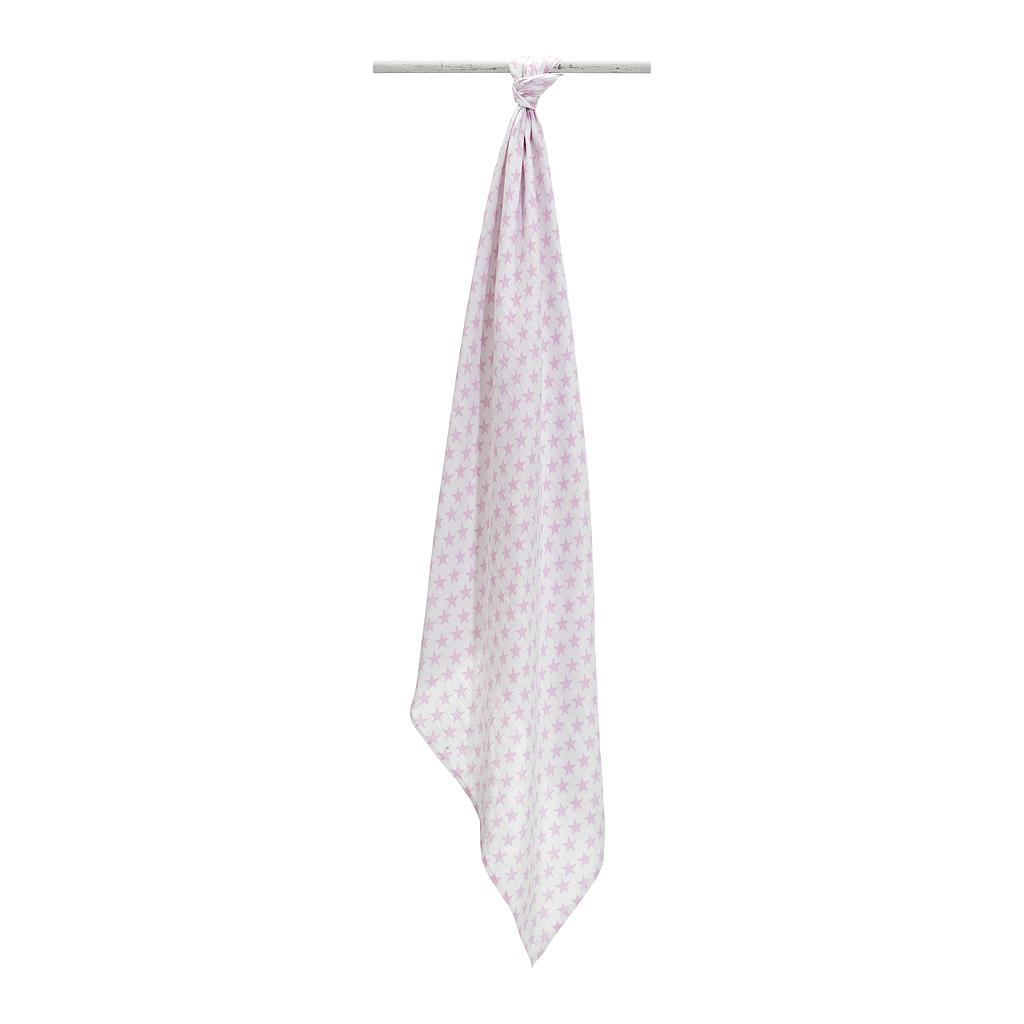 INTERBABY MOUSSELINE DE BAMBOU 120X120 CM ETOILE ROSE