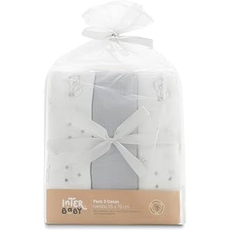 INTERBABY PACK 3 GAZES DE BAMBOU 55 X 70 CM GRIS