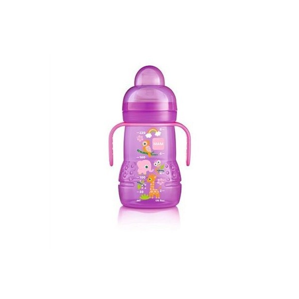 MAM BIBERON DE TRANSITION AVEC POIGNÉES 4M+ 220ML ROSE