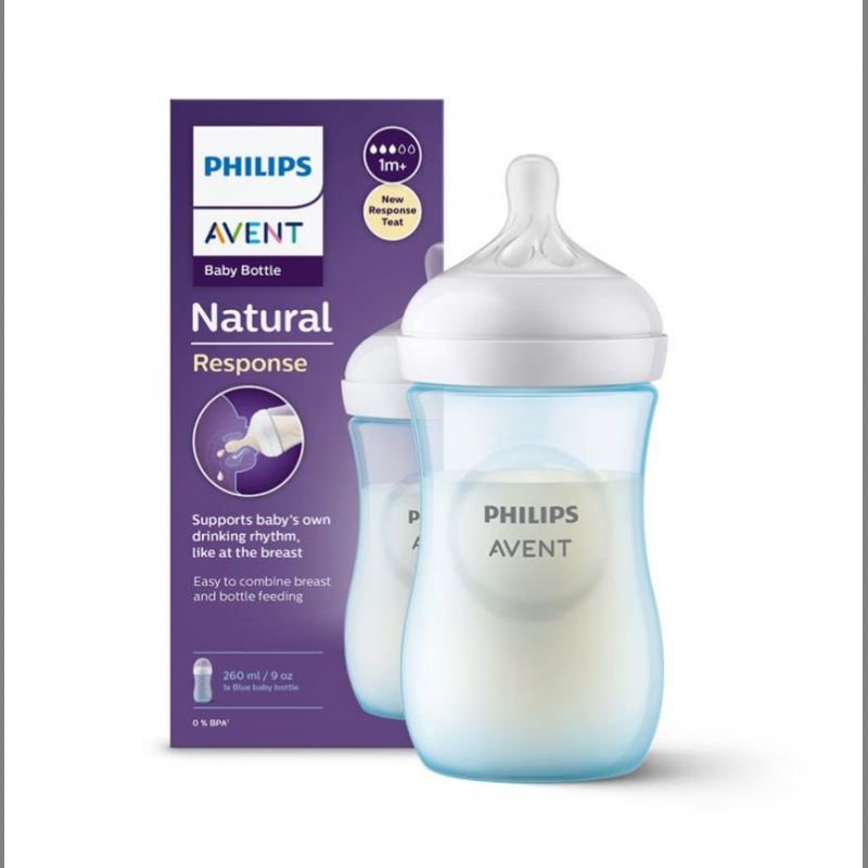 AVENT NATURAL RESPONSE BIBERON EN PLASTIQUE 260ML BLEU