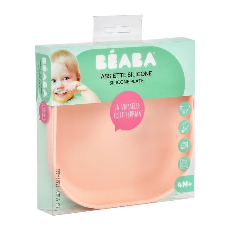 BEABA ASSIETTE SILICONE AVEC VENTOUSE ROSE