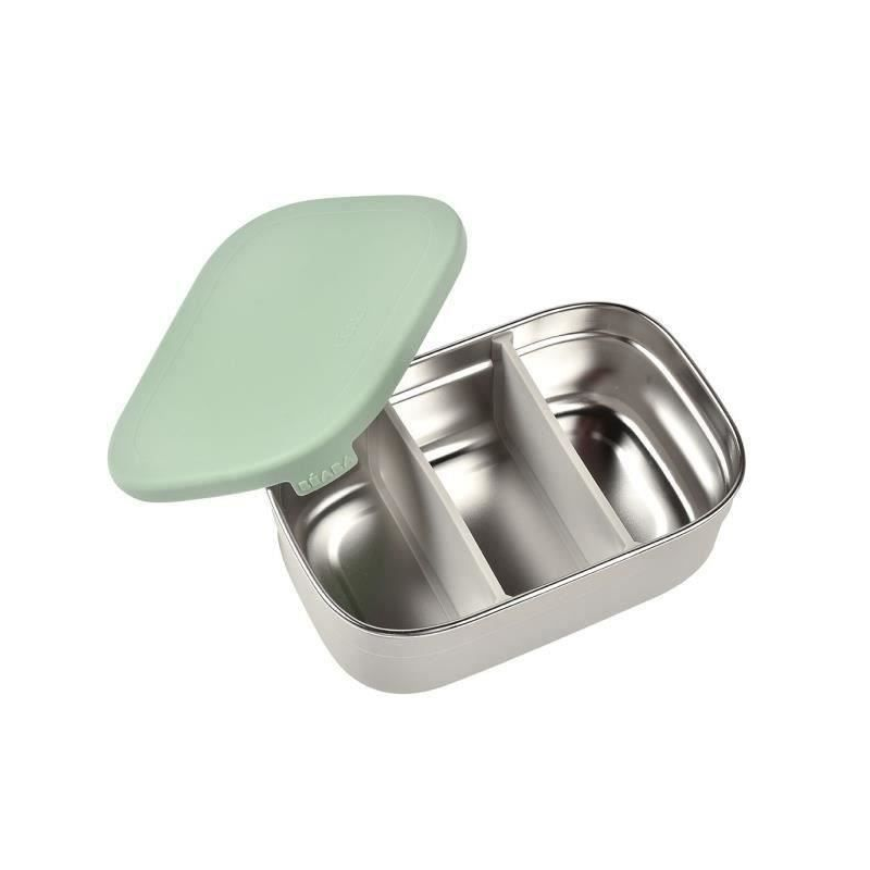 BEABA BOITE REPAS EN INOX 4M+ GRIS VELOURS/VERT SAUGE