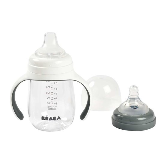 BEABA BIBERON D'APPRENTISSAGE 2EN1 210ML GRIS