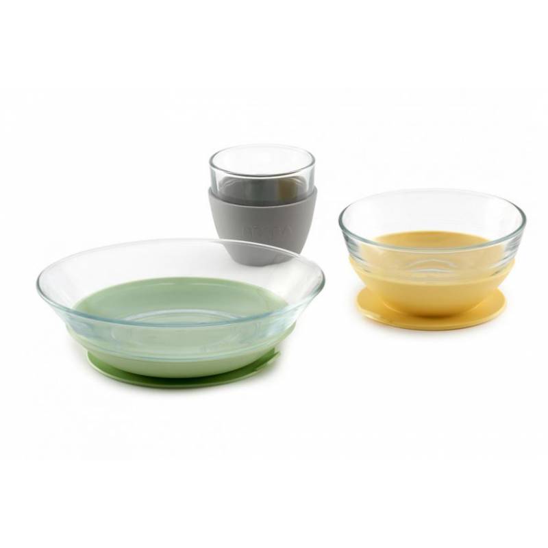 BEABA COFFRET REPAS VERRE AVEC VENTOUSES YELLOW