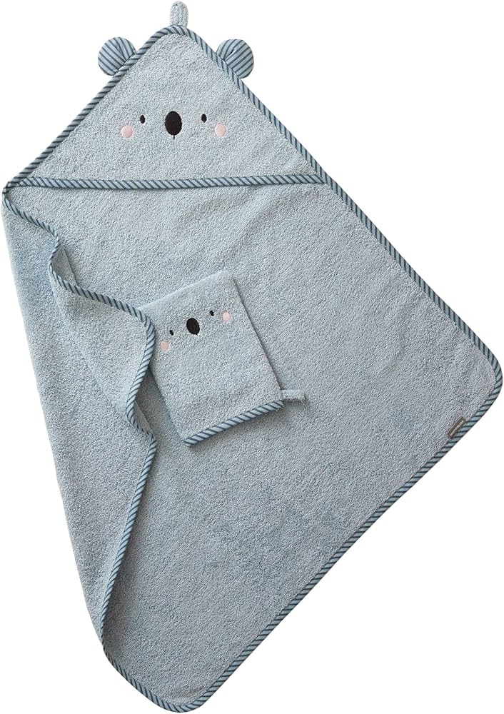 VERTBAUDET CAPE DE BAIN + GANT 70X70 CM BLEU