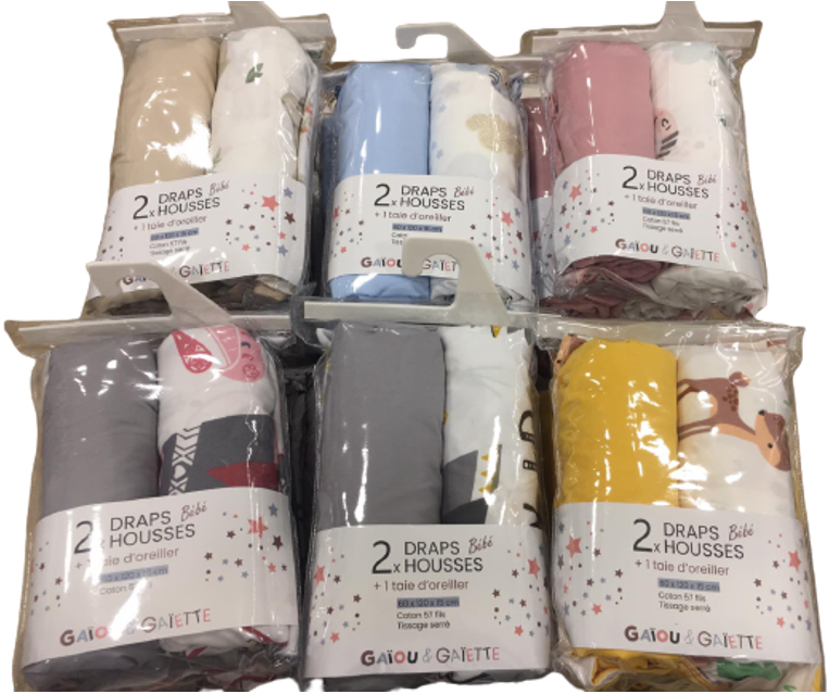 GAïOU &amp; GAïETTE PARURE DE DRAPS 3 PCS 140X70 COM