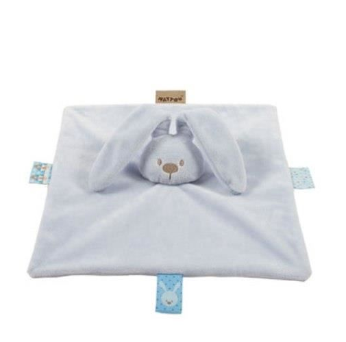 NATTOU Doudou bleu pastel avec motif imprimé (LAPIDOU)