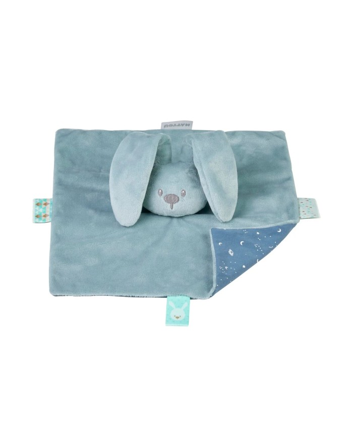 NATTOU Doudou vert de gris avec motif imprimé (LAPIDOU)