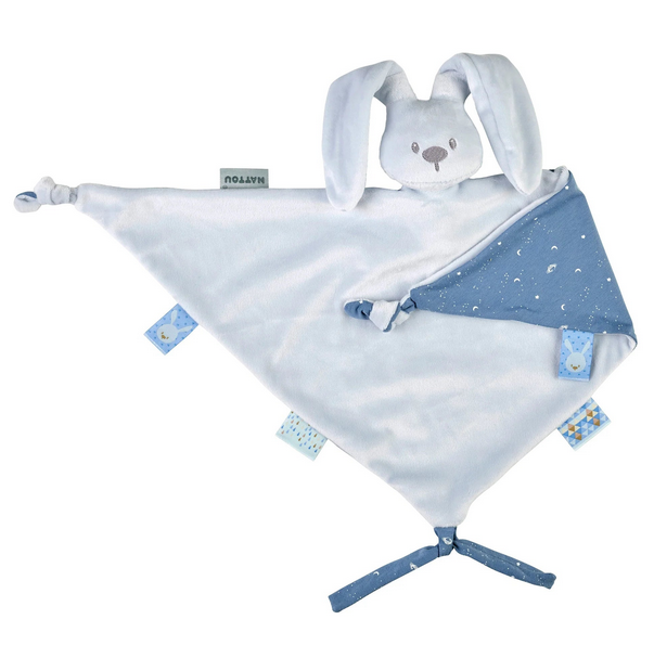NATTOU Maxi doudou bleu pastel avec motif imprimé (LAPIDOU)