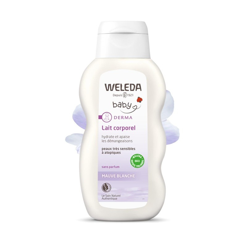 WELEDA LAIT CORPOREL HYDRATE ET ADOUCIT 200ML MAUVE BLANCHE