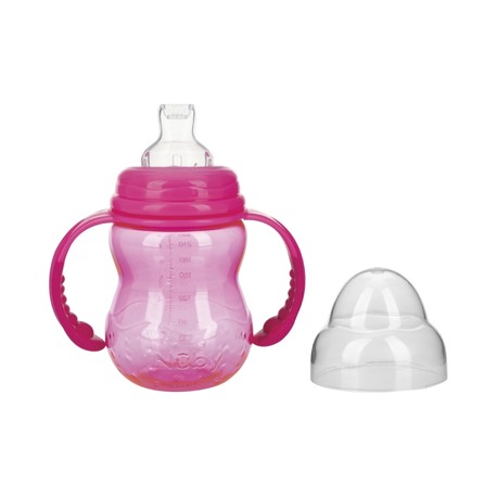 NUBY Biberon d'apprentissage en Tritan™- col large - 240ml - ROSE - 6m+