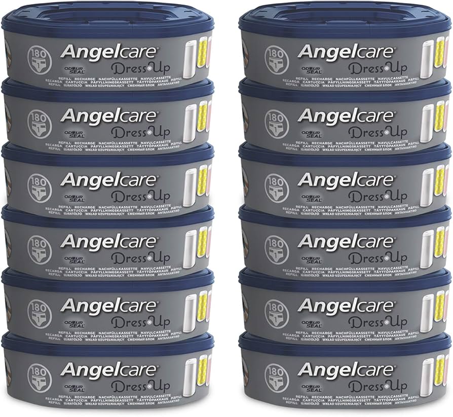 ANGELCARE Lot de 12 recharges octogonales Compatible avec la poubelle à couches Dress Up et la poubelle Essential
