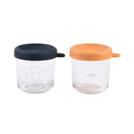 BEABA Lot de 2 Portions verre 250 ml Night blue/Honey
